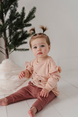 Girl's Ruffle Joggers - Burlwood by Babysprouts