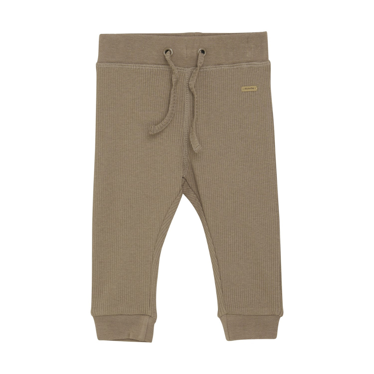 Ribbed Tie Pants - Taupe Gray by Minymo