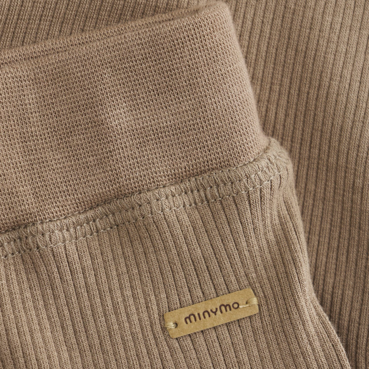 Ribbed Tie Pants - Taupe Gray by Minymo