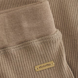 Ribbed Tie Pants - Taupe Gray by Minymo