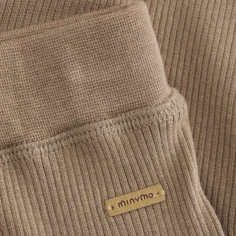 Ribbed Tie Pants - Taupe Gray by Minymo
