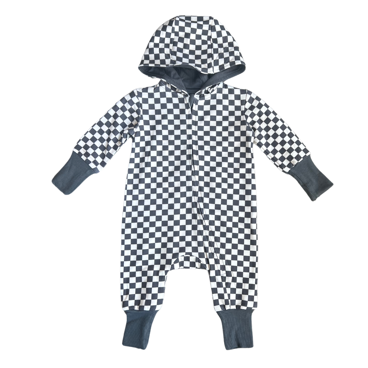 Zip Romper - Checkered in Gray by Babysprouts