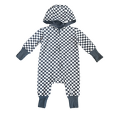 Zip Romper - Checkered in Gray by Babysprouts