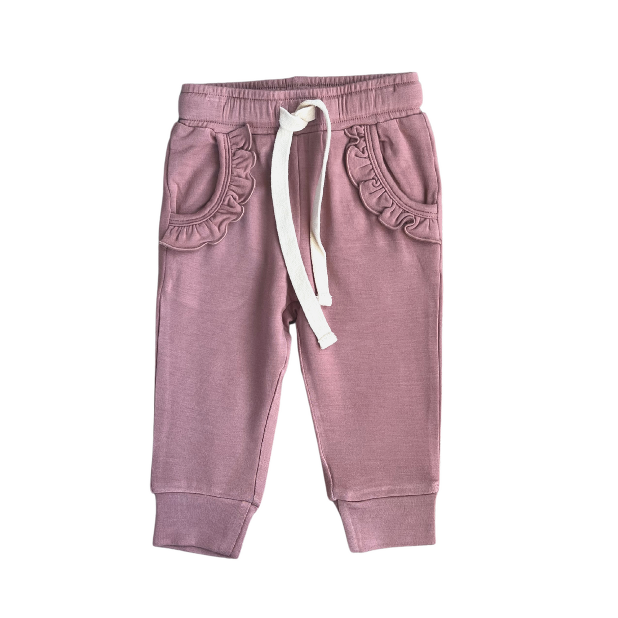 Girl's Ruffle Joggers - Burlwood by Babysprouts