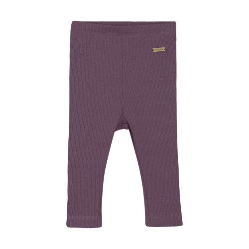 Ribbed Leggings - Black Plum by Minymo