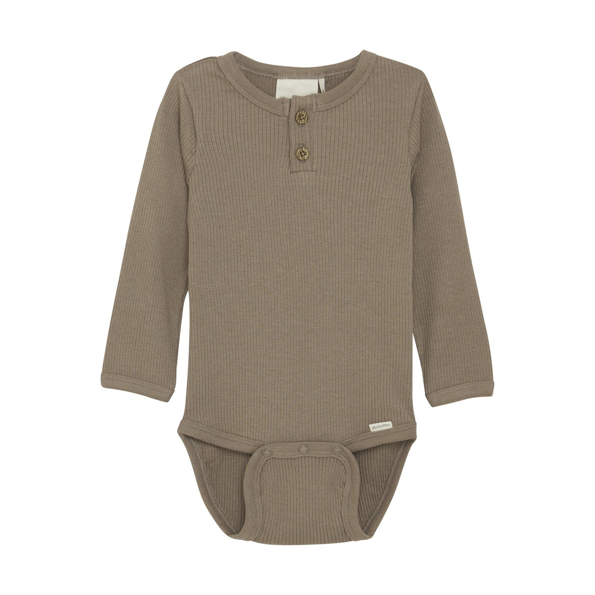 Long Sleeve Bodysuit - Taupe Gray by Minymo