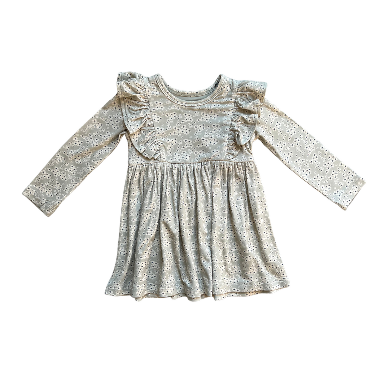 Ruffle Dress - Daisy Clusters in Sage by babysprouts