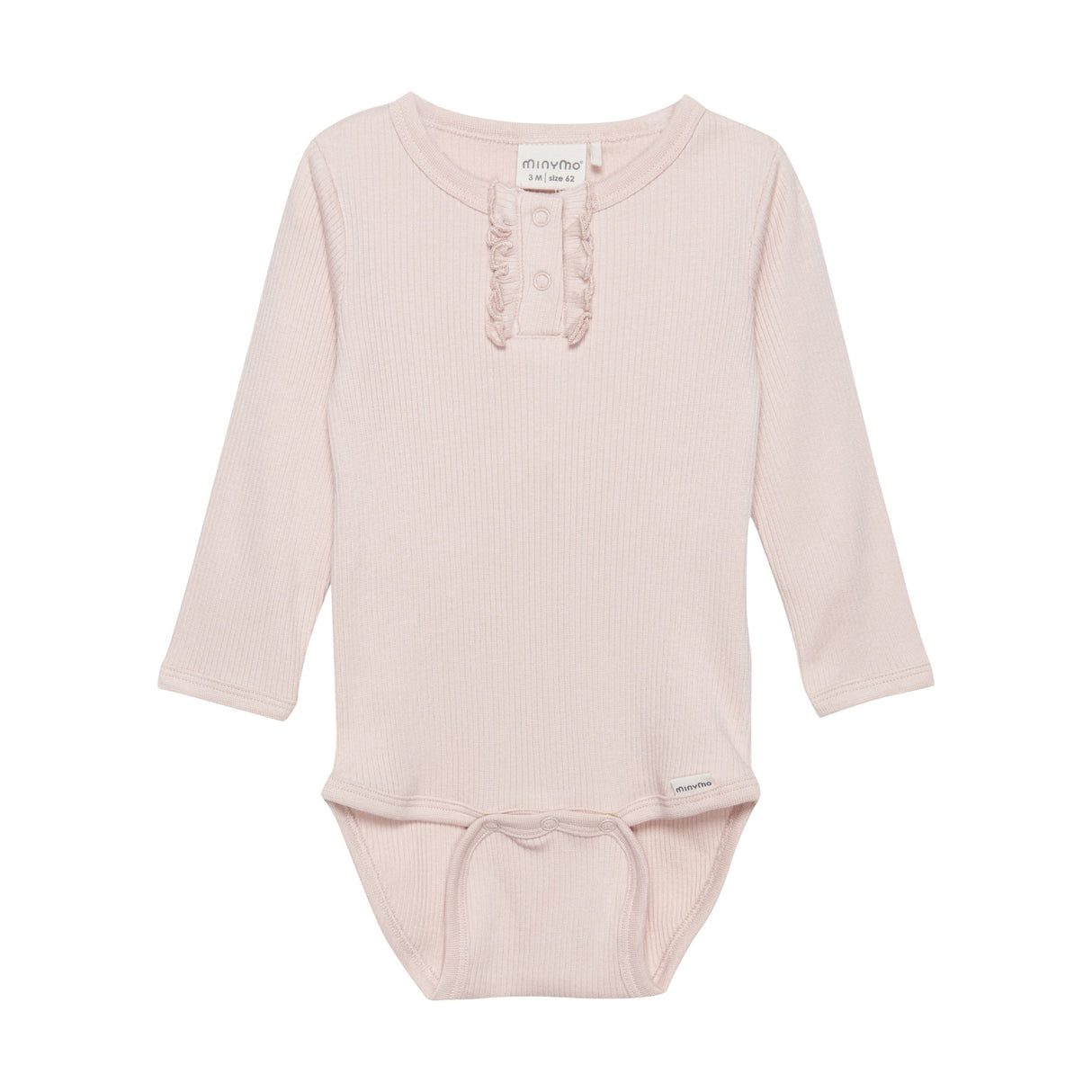 Long Sleeve Ribbed Bodysuit - Rose by Minymo