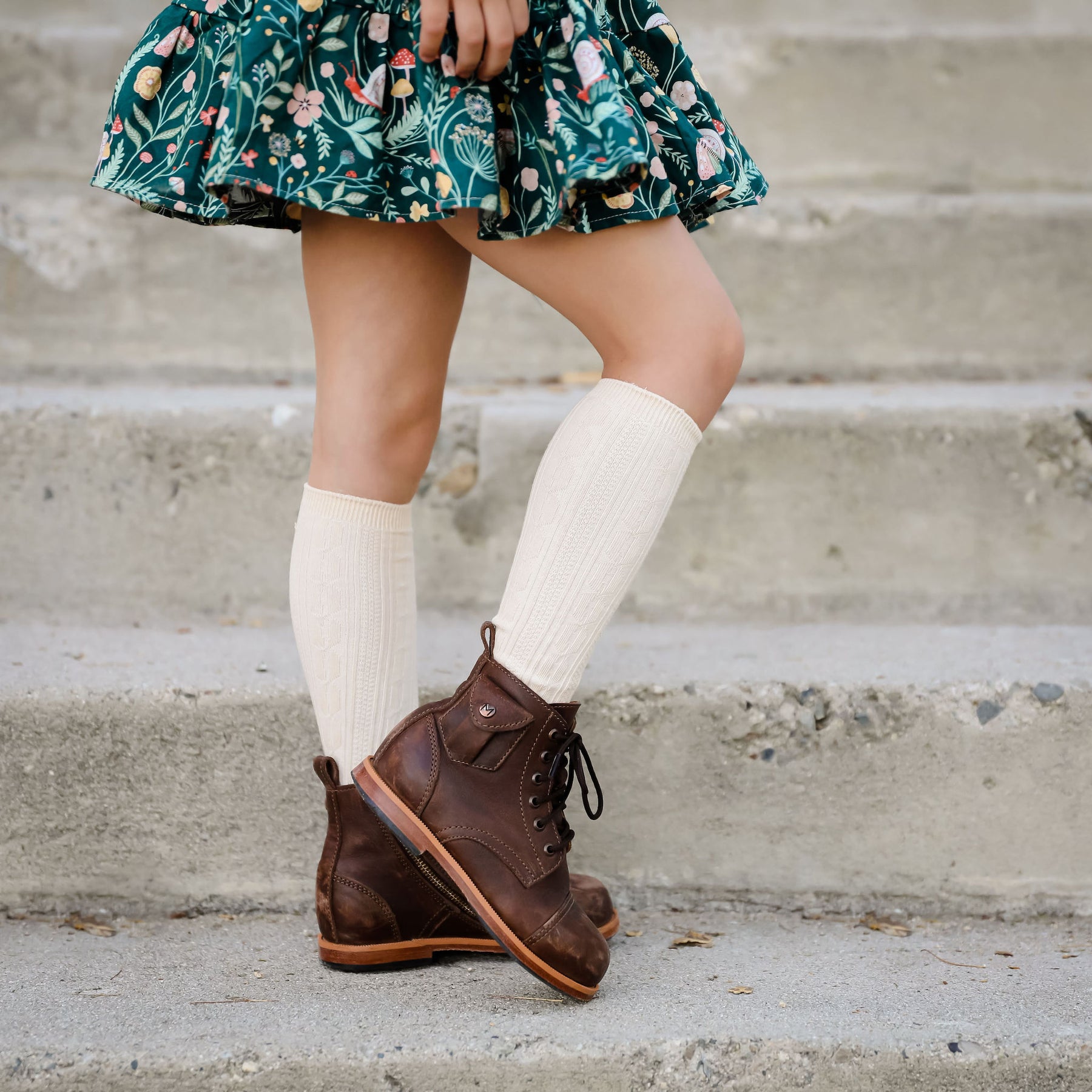 Little Stocking Co.- Sugar Almond Cable Knit Tights