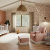 Namesake Crawford Pillowback Comfort Swivel Glider | Boucle with Tassel Fringe