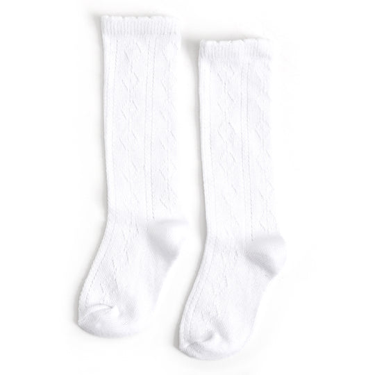 Scalloped Fancy Knee High Socks - White by Little Stocking Co.