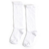 Scalloped Fancy Knee High Socks - White by Little Stocking Co.