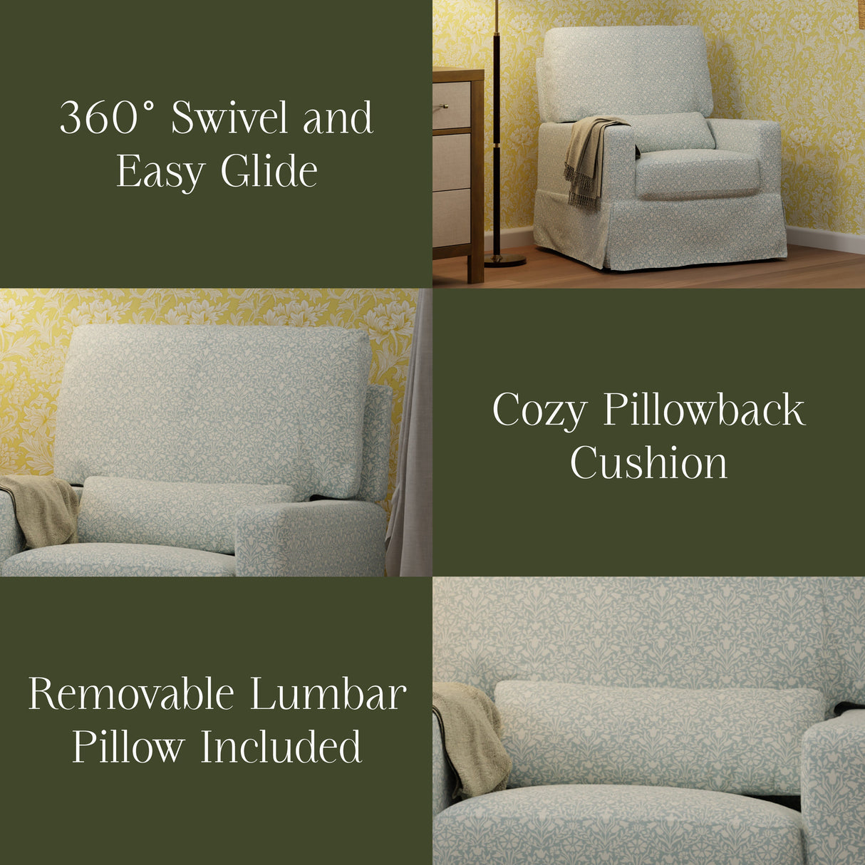 Morris & Co. x Namesake Crawford Pillowback Comfort Swivel Glider