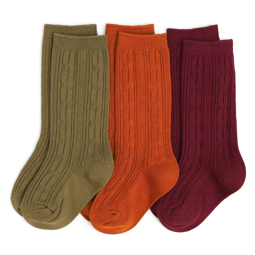 Yosemite Cable Knit Knee High Sock 3-Pack by Little Stocking Co.