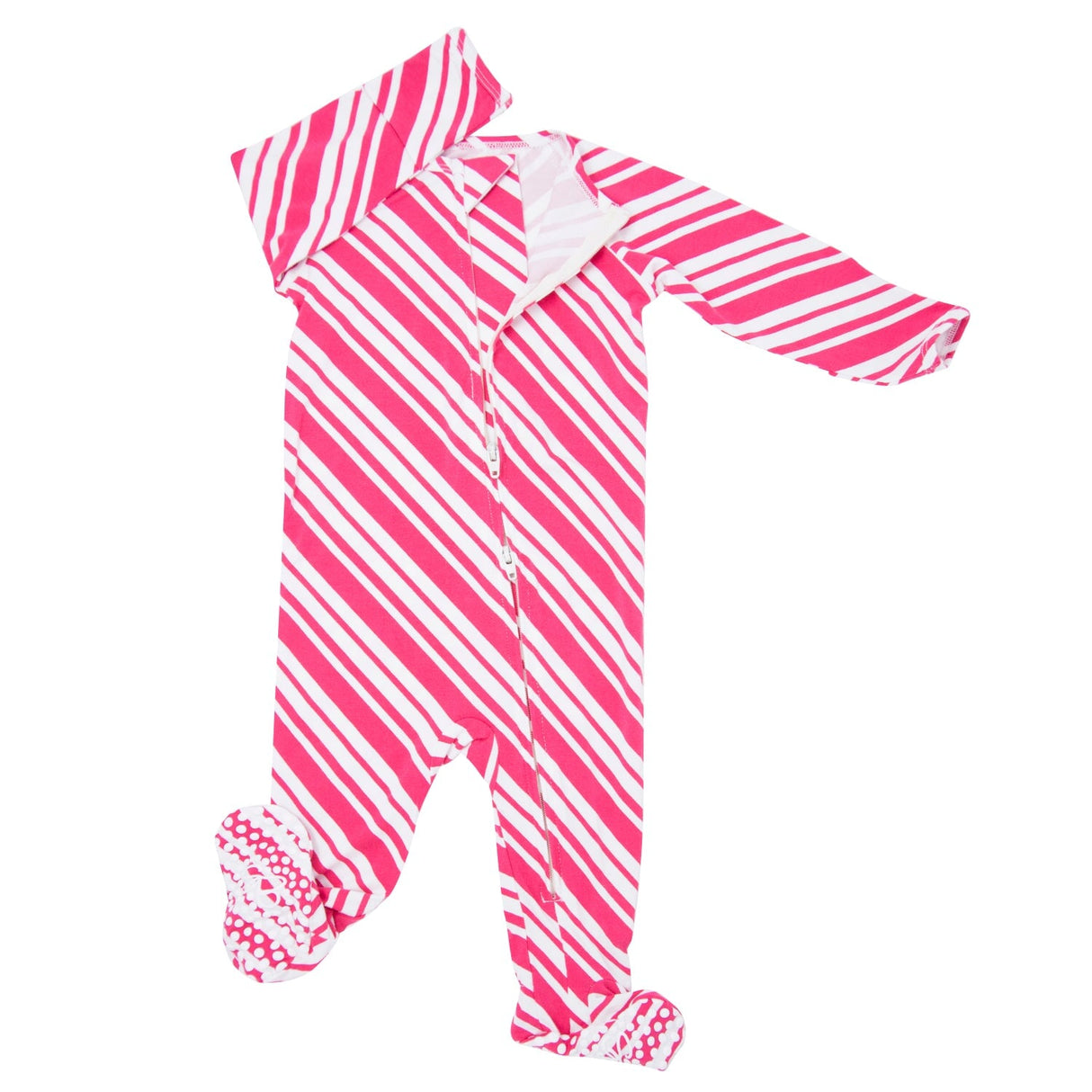 Zipper Footie - Candy Cane Stripe by Sweet Bamboo