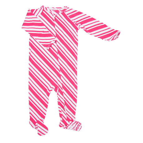 Zipper Footie - Candy Cane Stripe by Sweet Bamboo