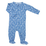 Zipper Footie in Blue Doodle by Sweet Bamboo