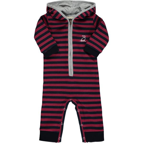 Burgundy Stripe Hooded Romper by Me & Henry
