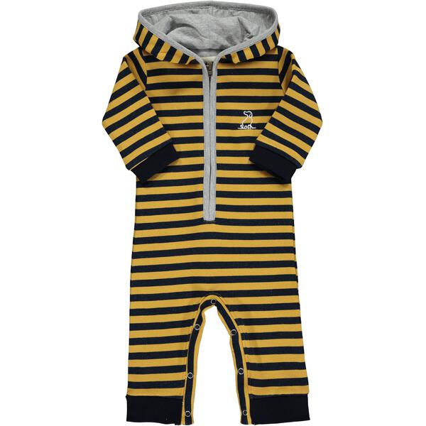 Mustard Stripe Hooded Romper by Me & Henry