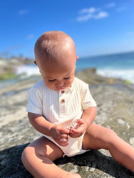 Jibe Rib Jersey Onesie by Me & Henry