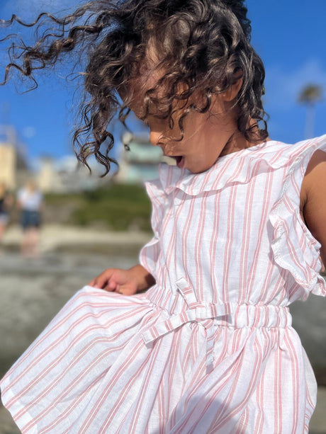 Sandy Romper in Pink Stripe by Vignette