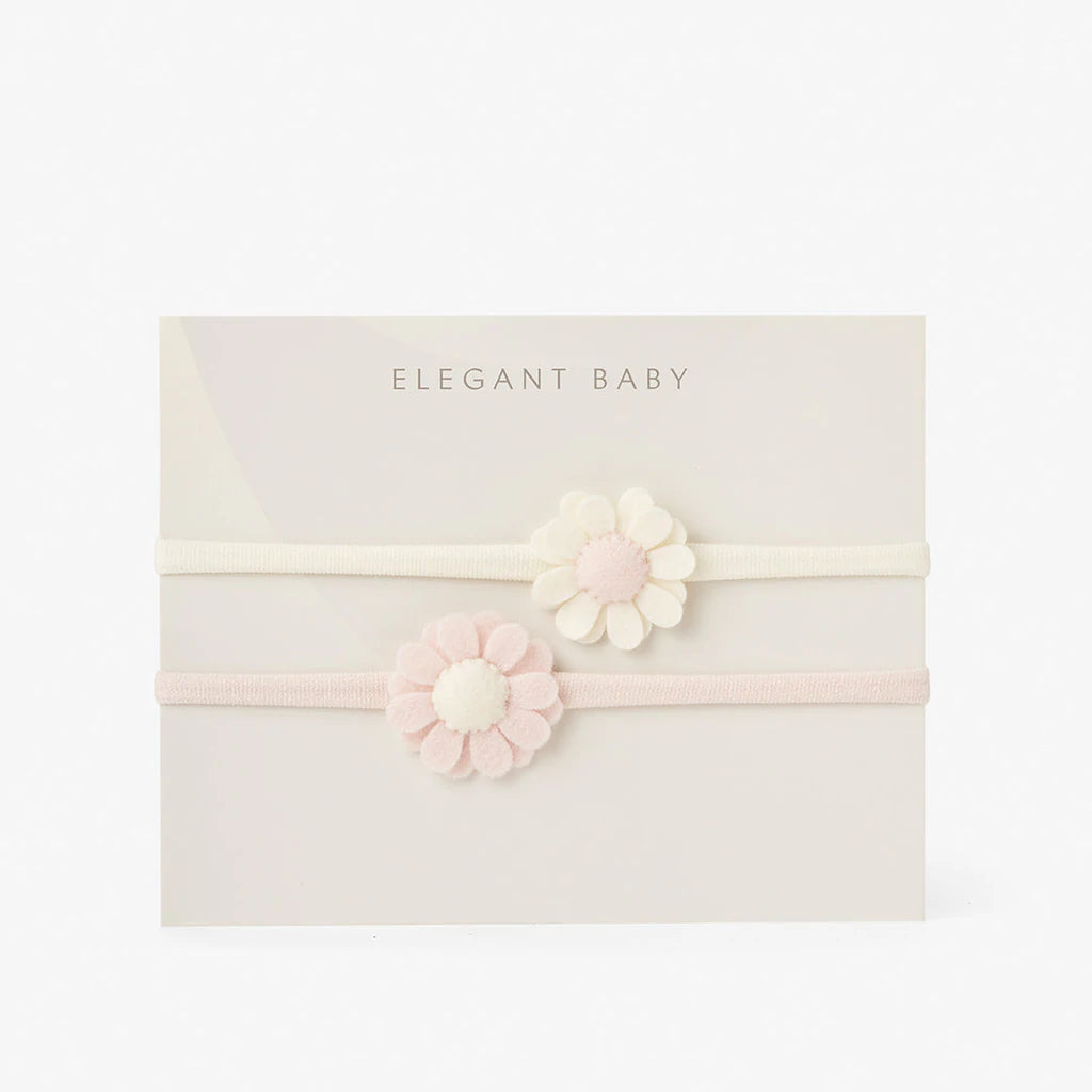 Elegant Baby - Pink/White Flower Headband Set