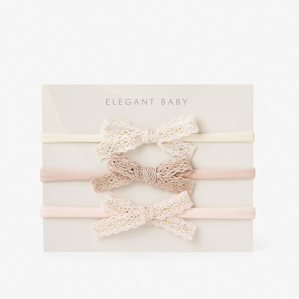 Sparkle Lace Bow Headband 3 Pk by Elegant Baby