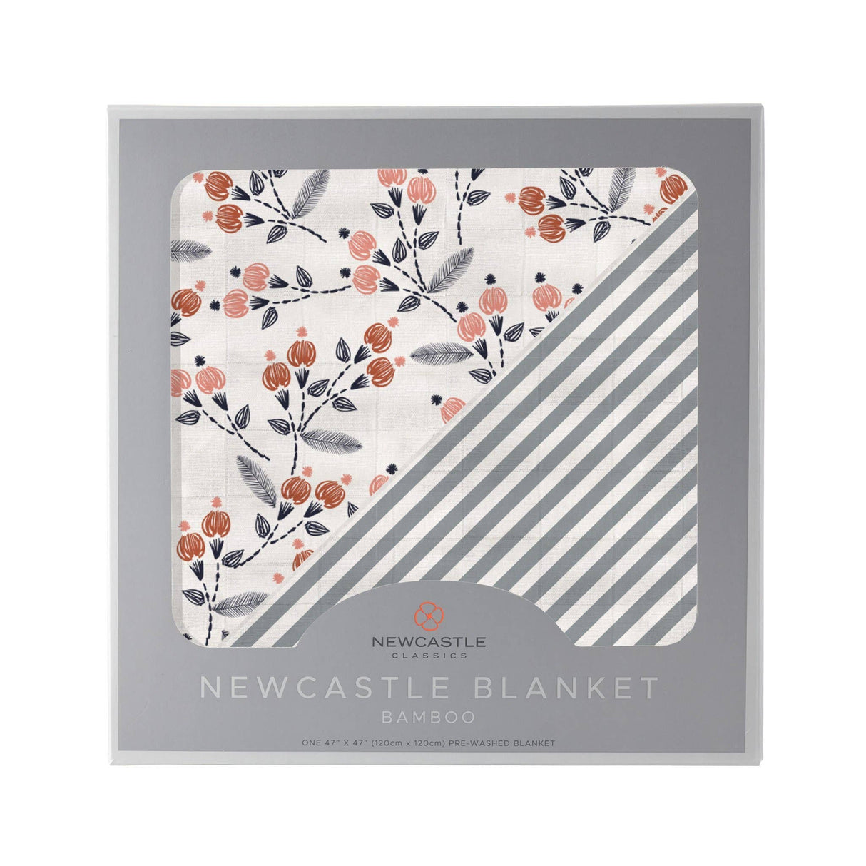 Newcastle Classics - Dahlia Floral and Finley Stripe Bamboo Muslin Newcastle Blanket