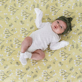 Muslin Cotton Crib Sheet in Yellow Buds by Saranoni