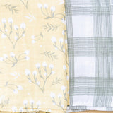 Cotton Muslin 2-pack Swaddles in Yellow Buds by Saranoni