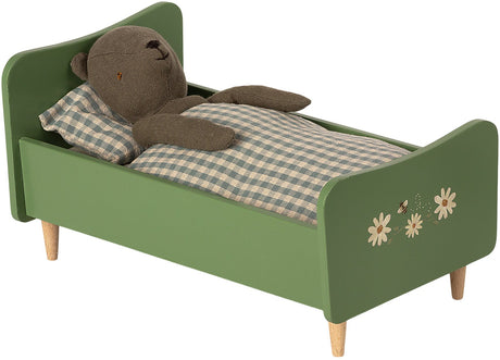 Wooden bed for Teddy dad in Dusty Green by Maileg