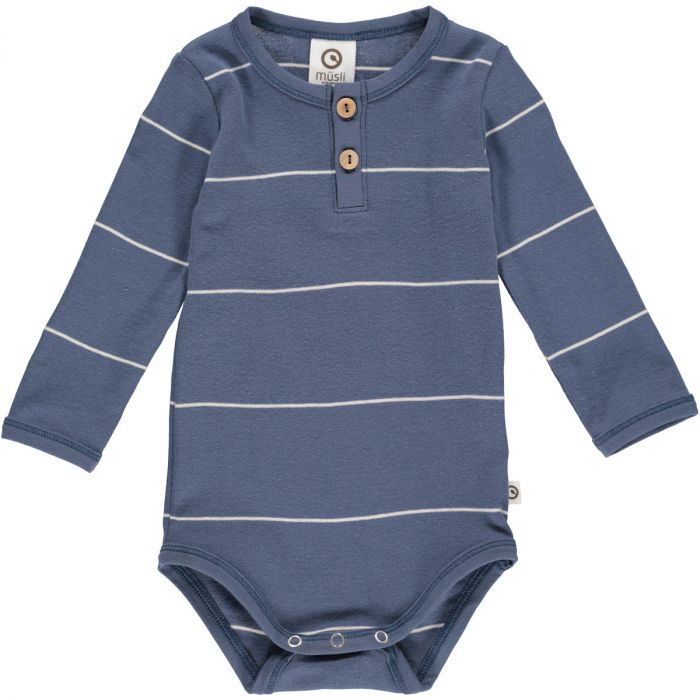 Long Sleeve Bodysuit in Indigo Stripe by Müsli