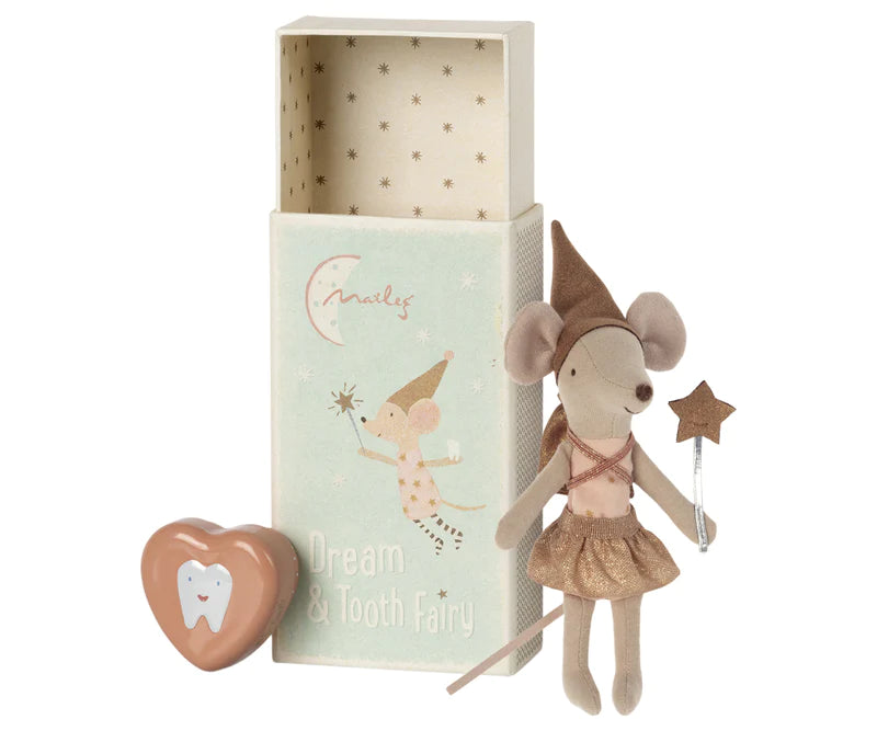 Tooth Fairy Mouse in Matchbox in Rose by Maileg