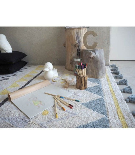 Washable Rug Azteca Natural Vintage in Blue by Lorena Canals