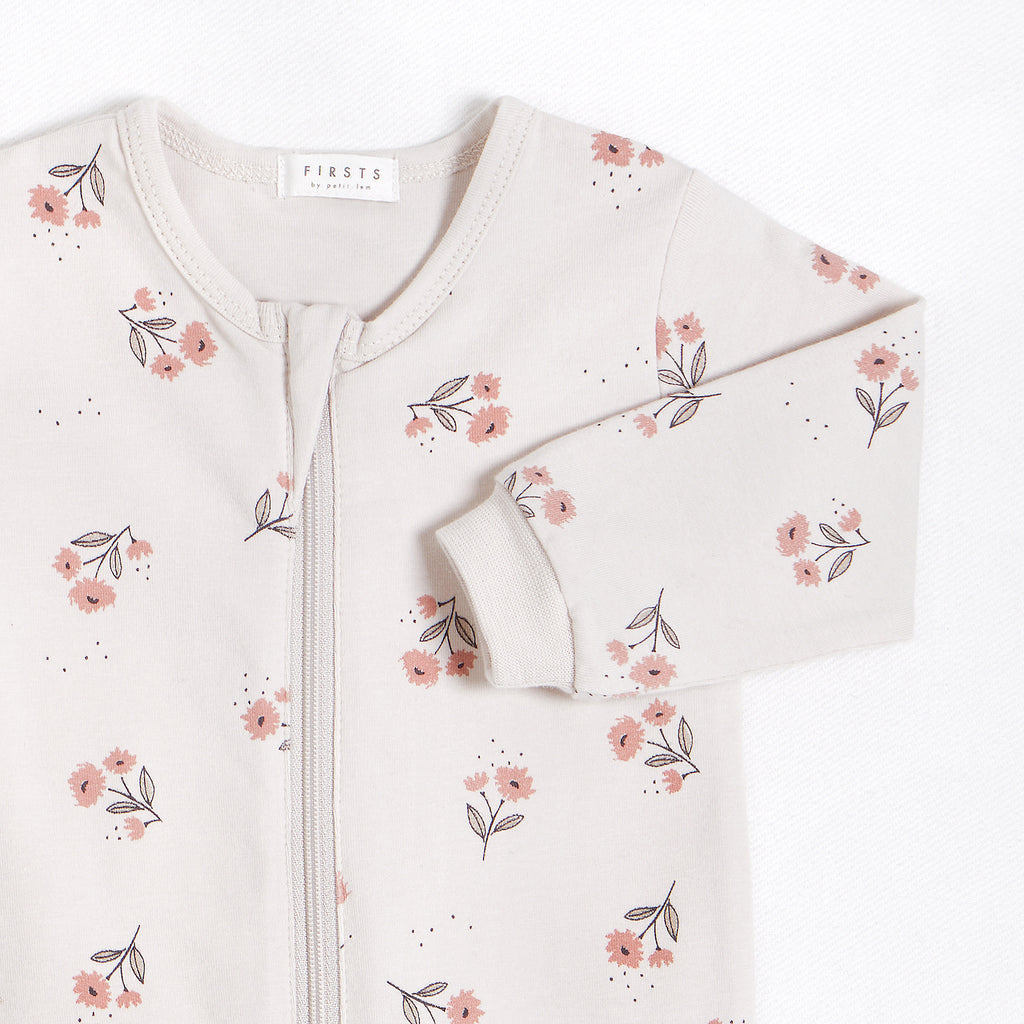 Floral Print on Creme Sleeper by Petit Lem