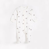 Snowflake Print on Off-White Sleeper by Petit Lem