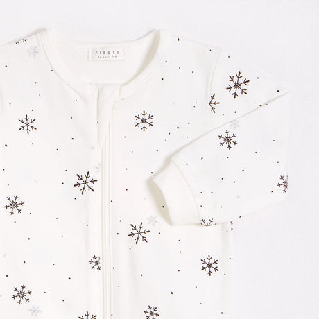 Snowflake Print on Off-White Sleeper by Petit Lem