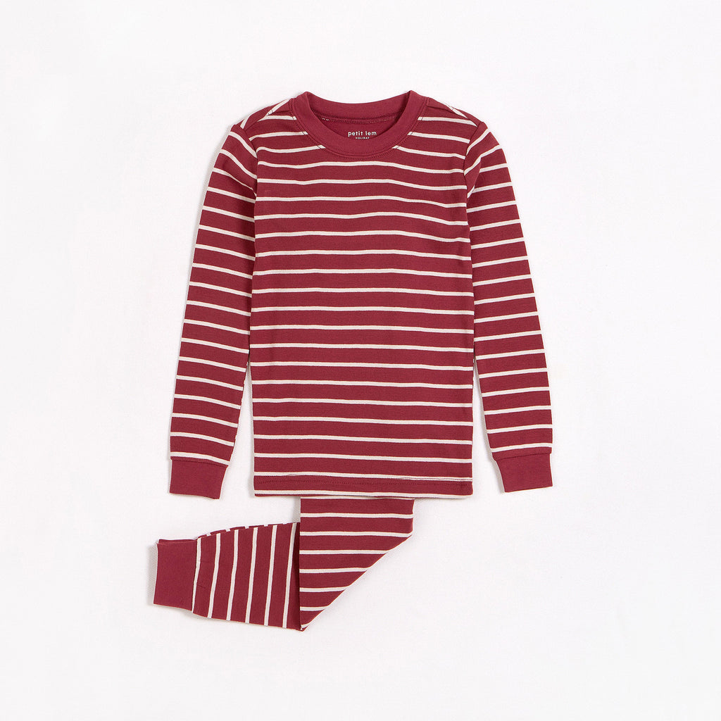 Holly Jolly Stripes PJ Set by Petit Lem
