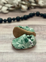 Green Spring Floral Moccasins by Trendy Baby Mocc Shop