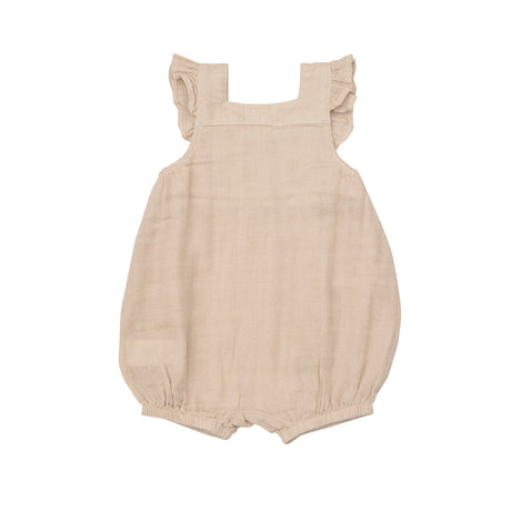 Smocked Overall Shortie in Soft Linen by Angel Dear