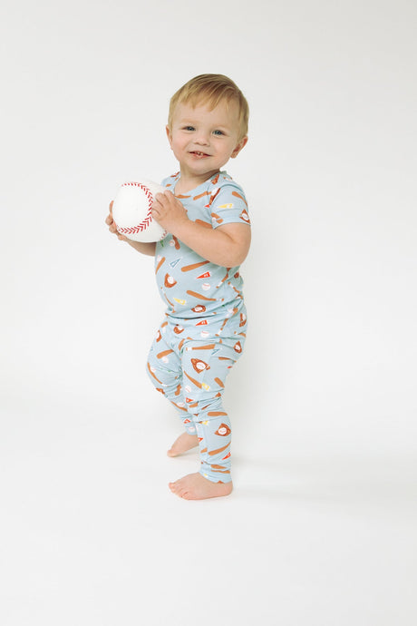 Short Sleeve Loungewear Set in Baseball by Angel Dear