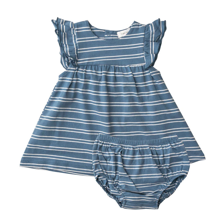 Angel Dear - Ruffle Dress & Diaper Cover - Seashore Stripe