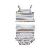 Crop Top & High Waist Short in Blue Stripe Rib by Angel Dear