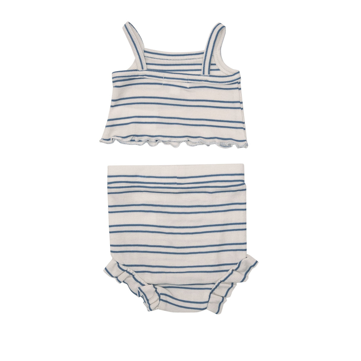 Crop Top & High Waist Short in Blue Stripe Rib by Angel Dear