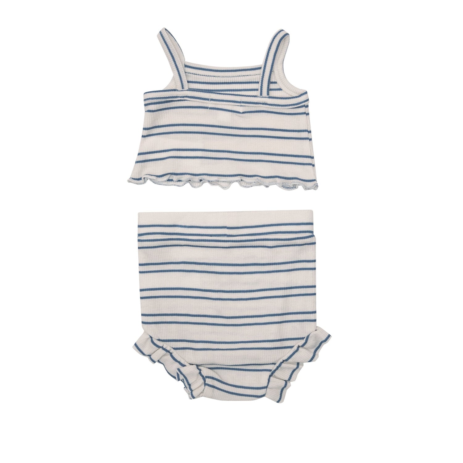 Crop Top & High Waist Short in Blue Stripe Rib by Angel Dear