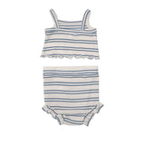 Crop Top & High Waist Short in Blue Stripe Rib by Angel Dear