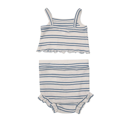 Crop Top & High Waist Short in Blue Stripe Rib by Angel Dear