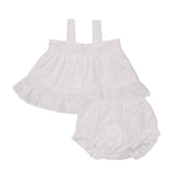 Wrap Ruffle Top & Ruffle Leg Diaper Cover in Eyelet White by Angel Dear