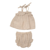 Ruffle Top & Bloomer in Soft Linen by Angel Dear