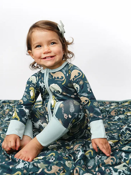 Prehistoric Dinosaur Bamboo Convertible Footed Baby Pajamas by Emerson & Friends